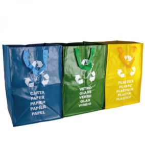 Lot de 3 sacs de tri réutilisables pour recyclage des déchets - 130 L - Linxor