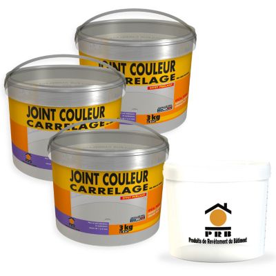 Lot de 3 sacs Joint de Carrelage Fin Gris 3  kg avec seau doseur inclus
