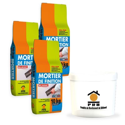 Lot de 3 sacs Mortier de Finition Blanc 10 kg avec seau doseur inclus