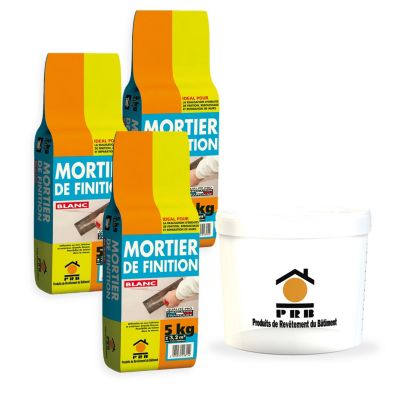 Lot de 3 sacs Mortier de Finition Blanc 5 kg avec seau doseur inclus