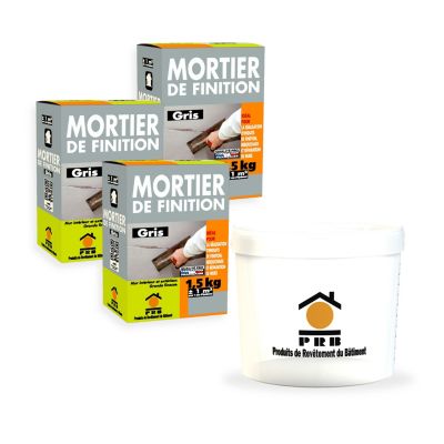 Lot de 3 sacs Mortier de Finition Gris 1.5 kg avec seau doseur inclus
