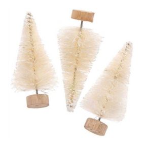 Lot de 3 sapins de Noël en bois blanc 7 cm