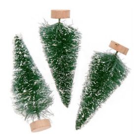 Lot de 3 sapins de Noël en bois vert 7 cm