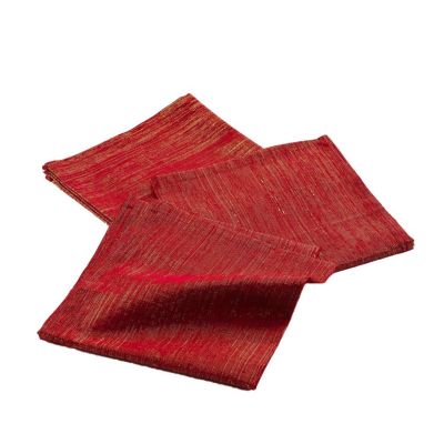 Lot de 3 serviettes en fils métallisés argentés Rouge, L. 40 x l. 40 x H. 0.2 cm, DOUCEUR D'INTÉRIEUR