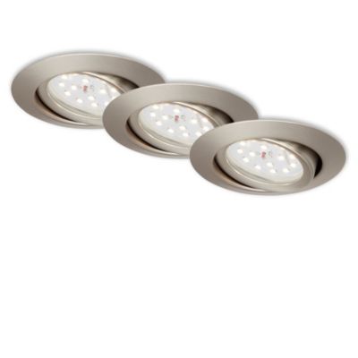 Lot de 3 spots encastrables LED - IP23 - D.82mm - 3x35W / 300lm - dimmables par paliers - nickel mat - avec boîte de connexion