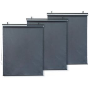 Lot de 3 stores rétractables en métal  124.5 x 225 cm  Gris anthracite