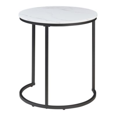 Lot de 3 tables basses gigognes Ulricehamn noir effet marbre blanc en.casa