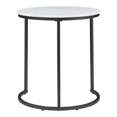 Lot de 3 tables basses gigognes Ulricehamn noir effet marbre blanc en.casa