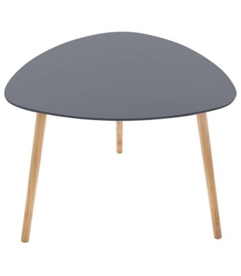 Lot de 3 tables à café gigogne en Bois gris moutarde et pieds en Bois naturel