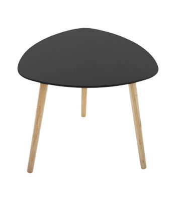 Lot de 3 tables à café gigogne en Bois Noir et pieds en Bois d'Hévéa