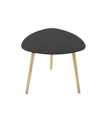 Lot de 3 tables à café gigogne en Bois Noir et pieds en Bois d'Hévéa