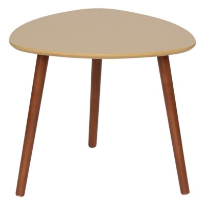 Lot de 3 tables à café gigogne en Bois Vert Ocre Blanc et pieds en Bois foncé