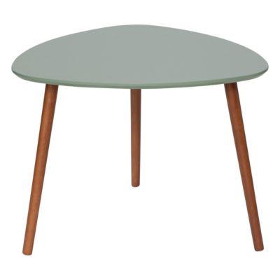 Lot de 3 tables à café gigogne en Bois Vert Ocre Blanc et pieds en Bois foncé