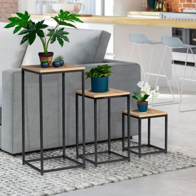 Lot de 3 tables d'appoint DETROIT design industriel