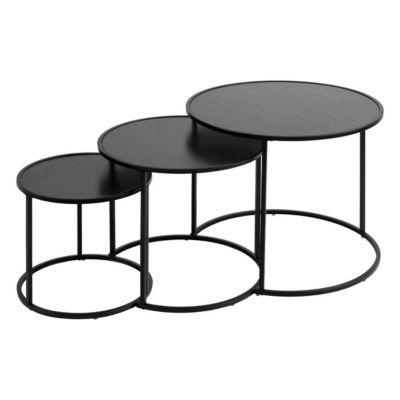 Lot de 3 tables d'appoint Noan noir L54/45/35cm - Atmosphera
