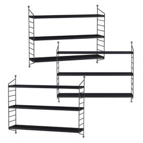 Lot de 3 étagères murales Strängnäs acier 50 x 60 x 15 cm noir en.casa