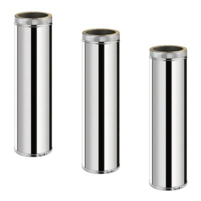 Lot de 3 TDPS1000 Conduit double paroi isolé pour poêle à bois longueur 100 cm diam150
