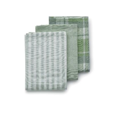 Lot de 3 torchons de cuisine Pasado vert olive