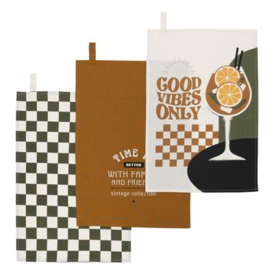 Lot de 3 torchons Helu jaune ocre  - Atmosphera