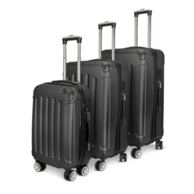 Lot de 3 valises, Noir, Ensemble de bagages