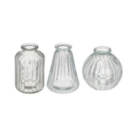 Lot de 3 Vases Soliflores en Verre strié