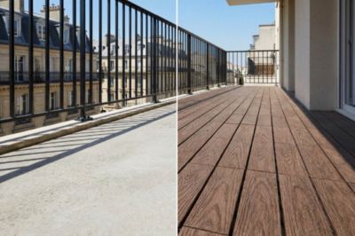 Lot de 30 dalles clipsables terrasse en composite RILA brun 30x30cm