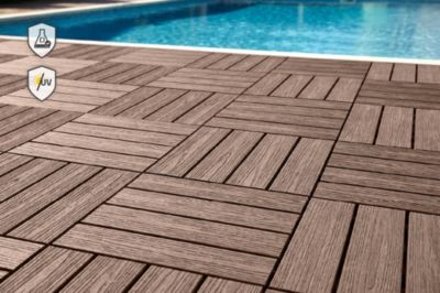 Lot de 30 dalles clipsables terrasse en composite RILA brun 30x30cm