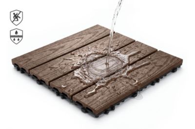 Lot de 30 dalles clipsables terrasse en composite RILA brun 30x30cm