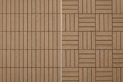 Lot de 30 dalles clipsables terrasse en composite SERRA teck rainuré 30x30cm