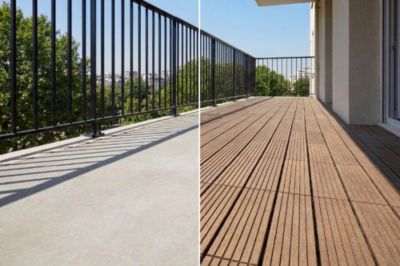 Lot de 30 dalles clipsables terrasse en composite SERRA teck rainuré 30x30cm
