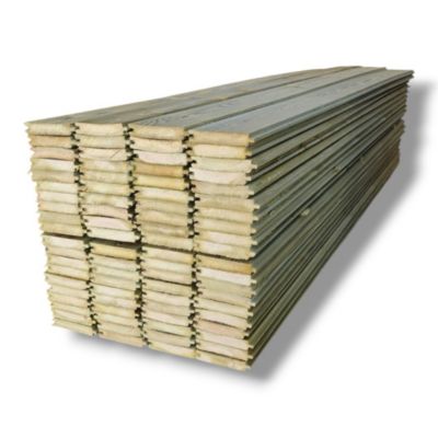 Lot de 30 lames (7,56 m²/carton) bardage à rainure et languette en pin traité autoclave, 2 côtés biseautés, 21x120x2100 mm