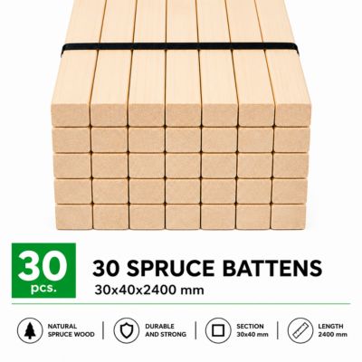 Lot de 30 lames de bois aboutés en sapin 30x20x2400 mm