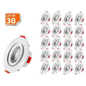 Lot de 30 Spot LED encastrable pour plafond - LAMPESECOENERGIE - Blanc Neutre - 5W - Orientables à 38 degrés