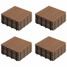 Lot de 32 dalles clipsables bois synthétique marron  Oviala
