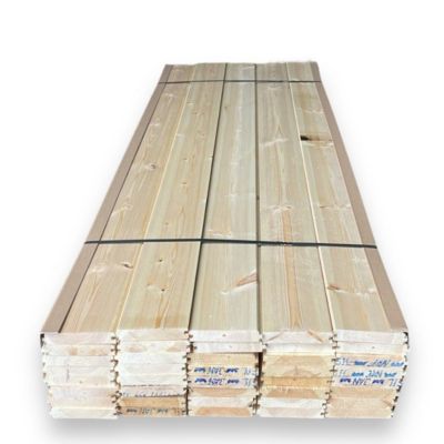 Lot de 34 lattes de bardage à rainure et languette en sapin massif, 1 face, bord vif (naturel) 10 m2/carton 2x14x210 cm