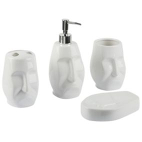 Lot de 4 accessoires de salle de bain en céramique blanche BARINAS