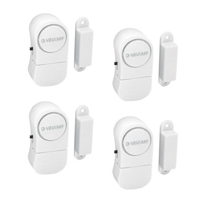 Lot de 4 alarmes magnétiques pour portes et fenêtres. Blanc