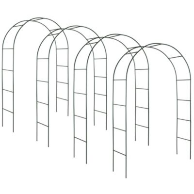 Lot de 4 arches de jardin à roses acier résistant aux intempéries vert