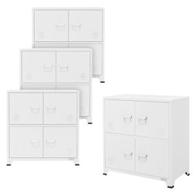 Lot de 4 Armoire de Classement, 75x40x80,5 cm, Blanc, Acier, sur 4 Pieds