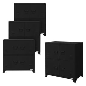 Lot de 4 Armoire de Classement, 75x40x80,5 cm, Noir, Acier, sur 4 Pieds