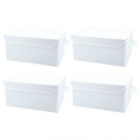 Lot de 4 boîtes de rangement blanc avec couvercle 100% nylon - SPACE