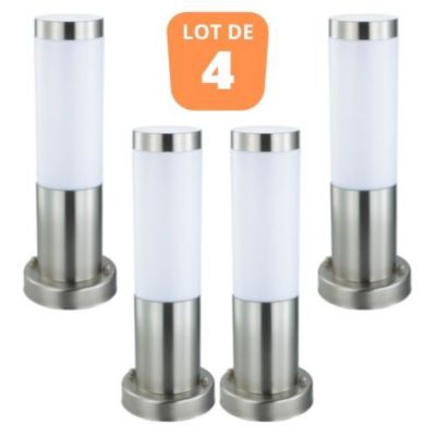 Lot de 4 Bornes Defne-3 inox E27 60W
