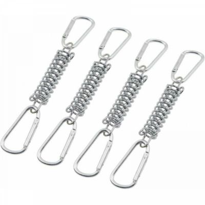 Lot de 4 boucles à ressort de tension pour auvent, 4 ressorts hélicoïdaux et 8 mousquetons pour tente, auvent de camping