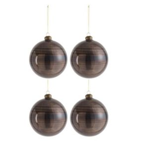 Lot de 4 Boules de Noël "Antiquan" 12cm Marron