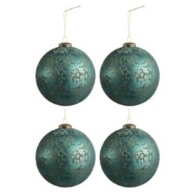 Lot de 4 Boules de Noël "Antique Azur" 14cm Bleu