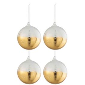 Lot de 4 Boules de Noël "Brillantes" 12cm Or