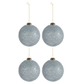 Lot de 4 Boules de Noël "Cristallise" 10cm Gris