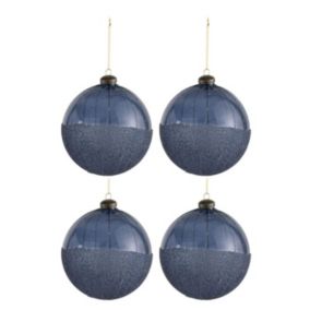 Lot de 4 Boules de Noël Design "Perlas" 27cm Bleu