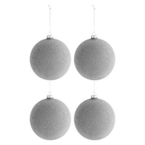 Lot de 4 Boules de Noël Design "Perles" 12cm Naturel