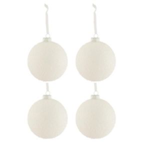 Lot de 4 Boules de Noël "Enneigée" 12cm Blanc